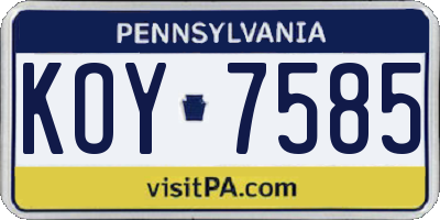 PA license plate KOY7585
