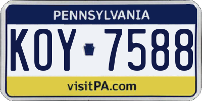 PA license plate KOY7588