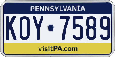 PA license plate KOY7589