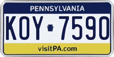 PA license plate KOY7590