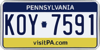 PA license plate KOY7591