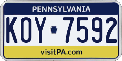 PA license plate KOY7592