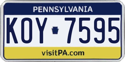PA license plate KOY7595