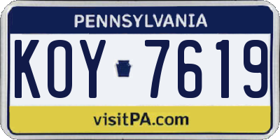 PA license plate KOY7619