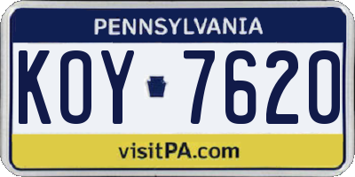 PA license plate KOY7620