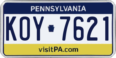 PA license plate KOY7621