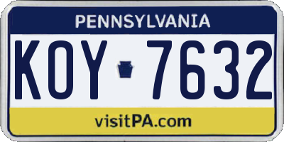 PA license plate KOY7632