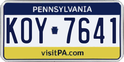 PA license plate KOY7641