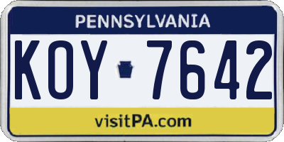 PA license plate KOY7642