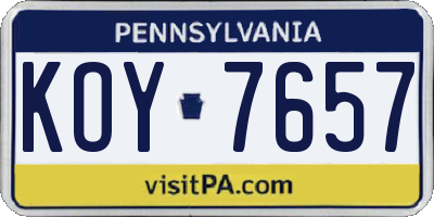 PA license plate KOY7657