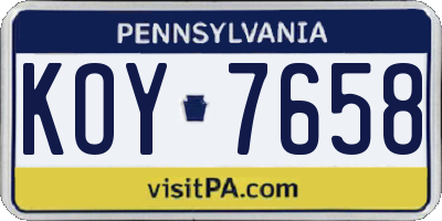 PA license plate KOY7658