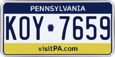 PA license plate KOY7659