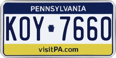 PA license plate KOY7660