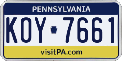 PA license plate KOY7661