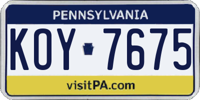 PA license plate KOY7675