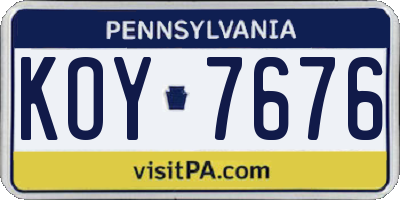 PA license plate KOY7676