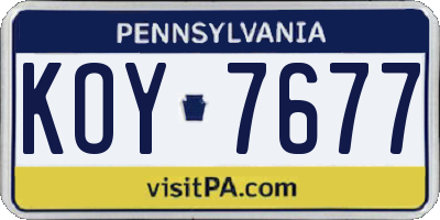 PA license plate KOY7677