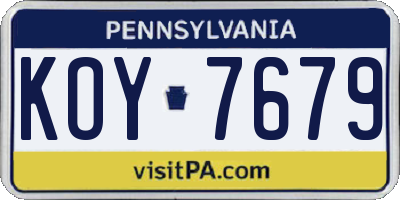 PA license plate KOY7679