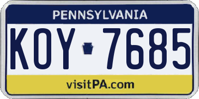 PA license plate KOY7685