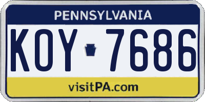 PA license plate KOY7686