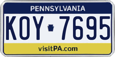PA license plate KOY7695