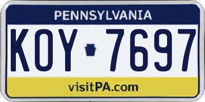 PA license plate KOY7697