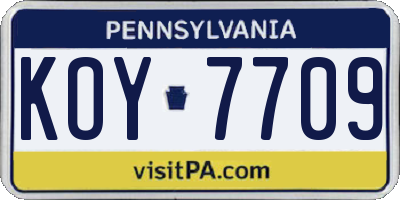 PA license plate KOY7709