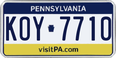 PA license plate KOY7710