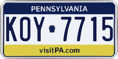 PA license plate KOY7715
