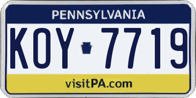 PA license plate KOY7719
