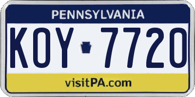 PA license plate KOY7720