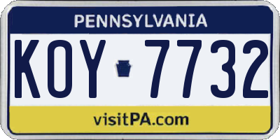 PA license plate KOY7732