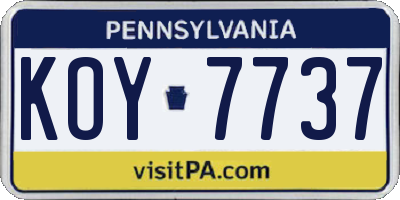 PA license plate KOY7737