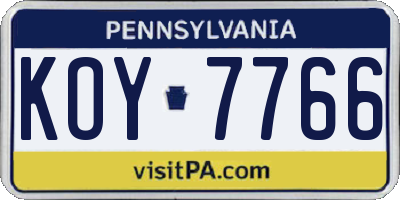 PA license plate KOY7766