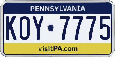 PA license plate KOY7775