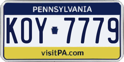 PA license plate KOY7779