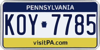 PA license plate KOY7785