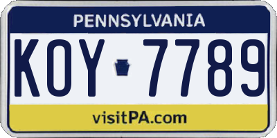 PA license plate KOY7789