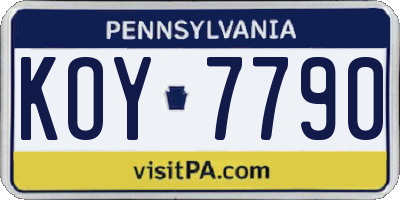 PA license plate KOY7790