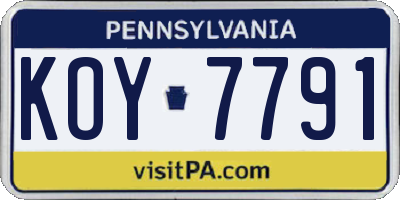 PA license plate KOY7791
