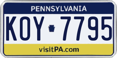 PA license plate KOY7795