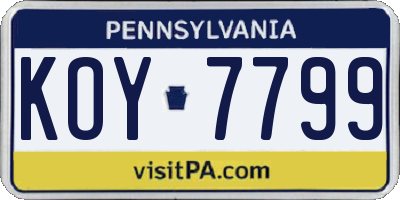 PA license plate KOY7799