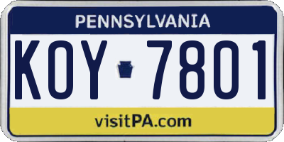 PA license plate KOY7801