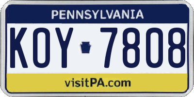 PA license plate KOY7808
