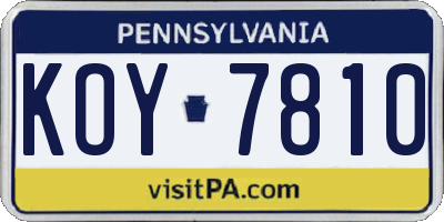 PA license plate KOY7810