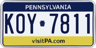 PA license plate KOY7811