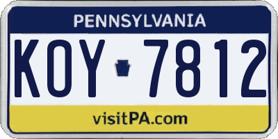 PA license plate KOY7812