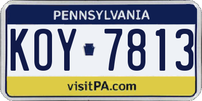 PA license plate KOY7813