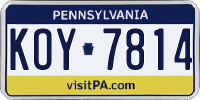 PA license plate KOY7814