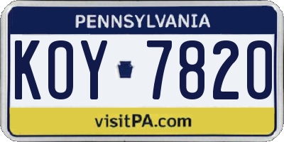 PA license plate KOY7820